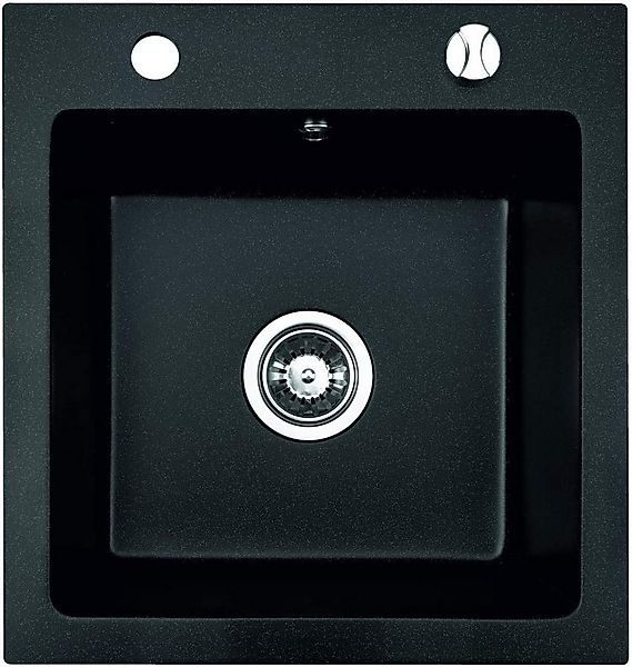 Faizee Möbel Granitspüle Granitspüle 48x50 Schwarz + Armatur Küchenspüle in günstig online kaufen