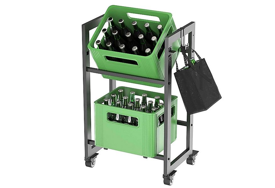 DanDiBo Standregal Getränkekistenregal 2 Kisten Gitter Haken Rollen Schmal günstig online kaufen