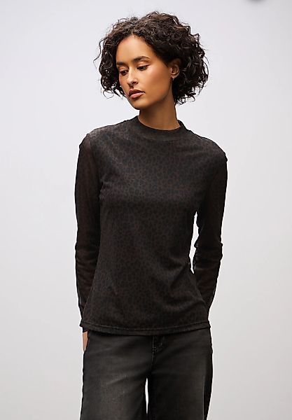 STREET ONE Langarmshirt in transparenter Mesh-Qualität und Leo-Muster günstig online kaufen