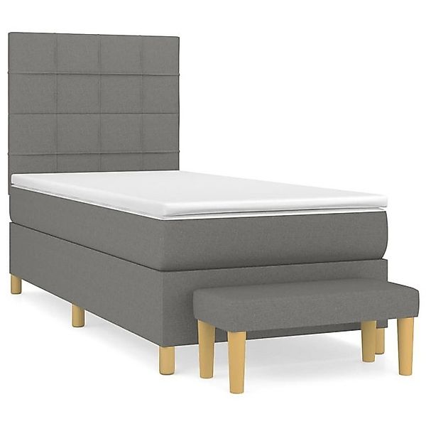 vidaXL Boxspringbett Boxspringbett mit Matratze Dunkelgrau 100x200 cm Stoff günstig online kaufen