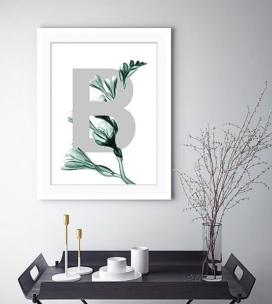 queence Bild »B-Flower«, Buchstaben, gerahmt, Blätter, Blume günstig online kaufen