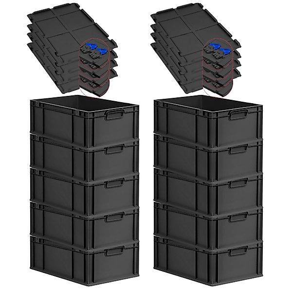 PROREGAL SuperSparSet 10x Eurobox Nextgen Grip Mit Scharnierdeckel Und Blau günstig online kaufen