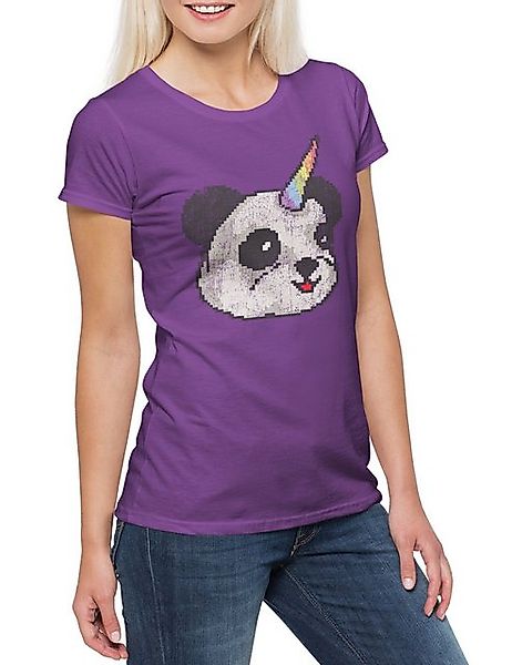Urban Backwoods Print-Shirt Pandacorn Damen T-Shirt Einhorn Regenbogen Pand günstig online kaufen