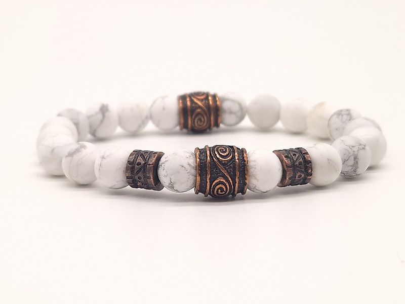 NAHLE Perlenarmband Naturstein Armband Howlith, elastisches Stretch Armband günstig online kaufen