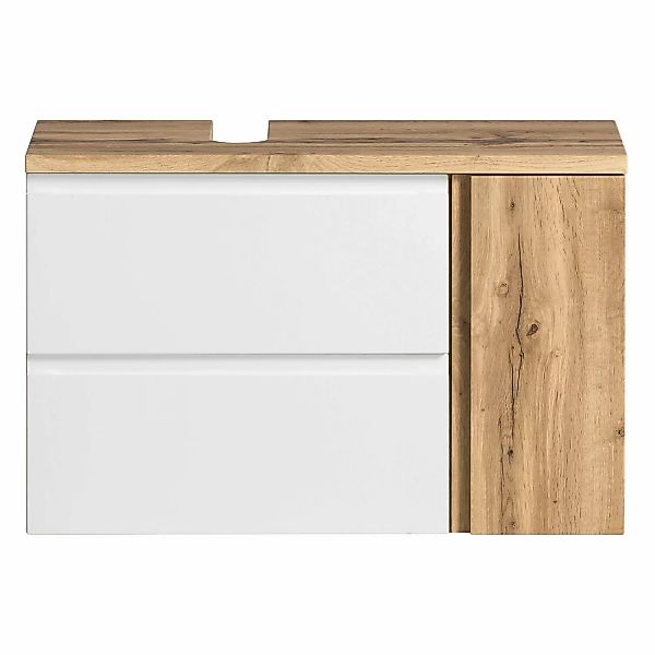Held Möbel Unterbeckenschrank Ancona 85 cm matt Weiß-Wotaneiche Ausschnitt günstig online kaufen