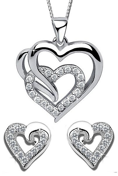 Limana Schmuckset Silber 925 God Rosegold Herz Kette Halskette mit Ohrringe günstig online kaufen