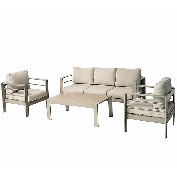 MeXo Gartenmöbel Set aus Aluminium Loungeset für 5 Personen Beige günstig online kaufen