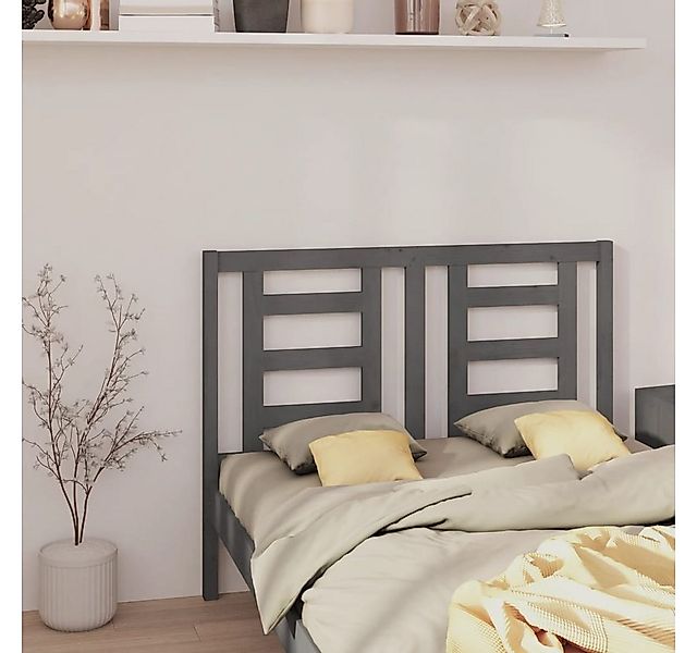 vidaXL Bett, Kopfteil Grau 126x4x100 cm Massivholz Kiefer günstig online kaufen