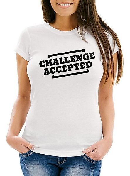 MoonWorks Print-Shirt Challenge Accepted Damen T-Shirt Fun-Shirt Moonworks® günstig online kaufen