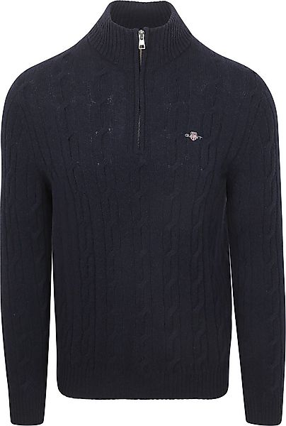 Gant Halfzip Lammwollpullover Cable Blau - Größe XL günstig online kaufen