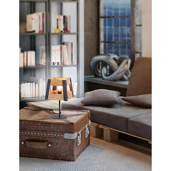 Tischleuchte Crate Holz Natur 1-flammig günstig online kaufen