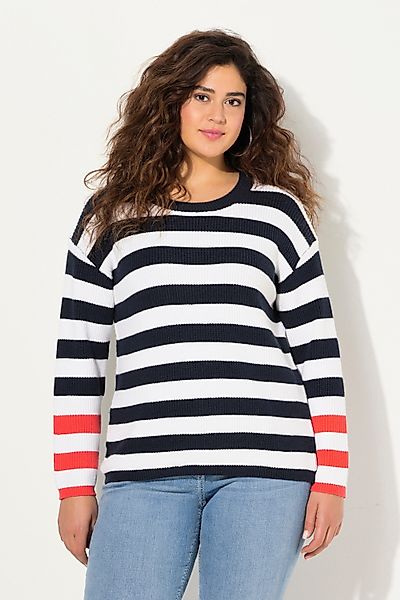 Ulla Popken Strickpullover Pullover Ringel Rundhals günstig online kaufen
