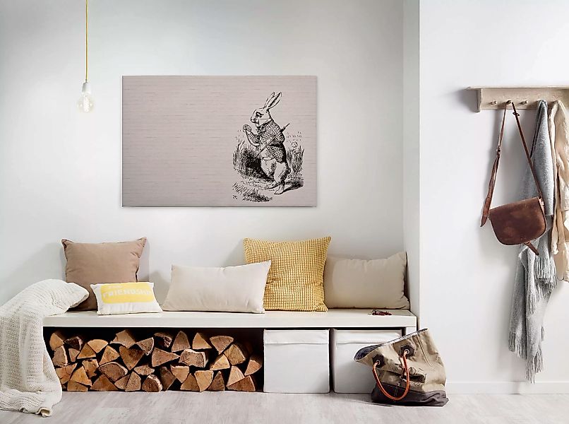 Bricoflor Bild Mit Zeichnung Auf Stein Leinwand Bild Mit Hase Gezeichnet In günstig online kaufen