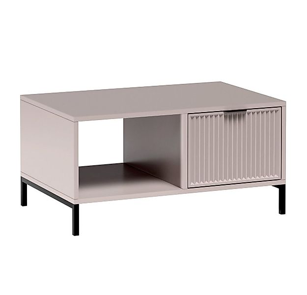 Lomadox Couchtisch LAURO-161, Wohnzimmertisch Tisch Kaschmir beige Rillenop günstig online kaufen