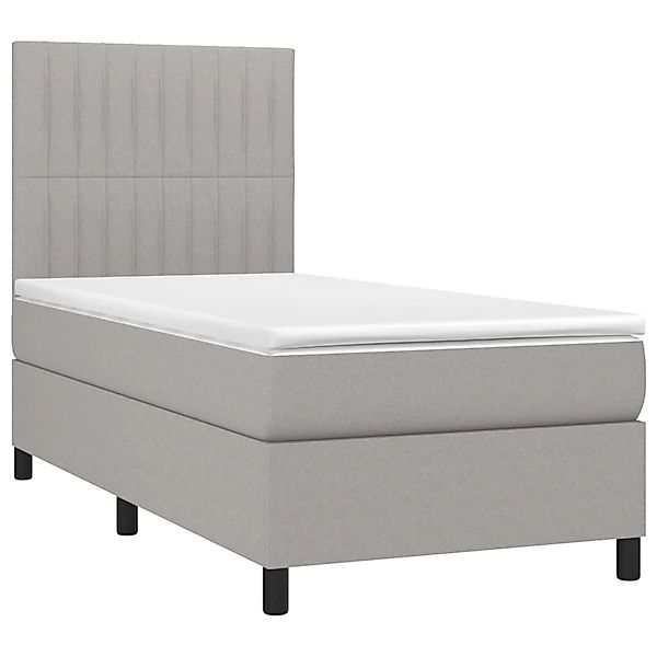 vidaXL Boxspringbett mit Matratze & LED Hellgrau 80x200 cm Stoff 3134989 günstig online kaufen