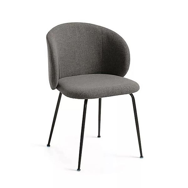 Esszimmerstühle in Dunkelgrau Webstoff Metallbeinen in Schwarz (2er Set) günstig online kaufen