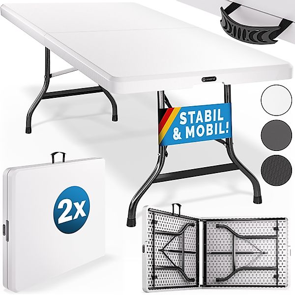 Gartentisch 2er-Set Weiß Kunststoff 183x76x74cm klappbar günstig online kaufen