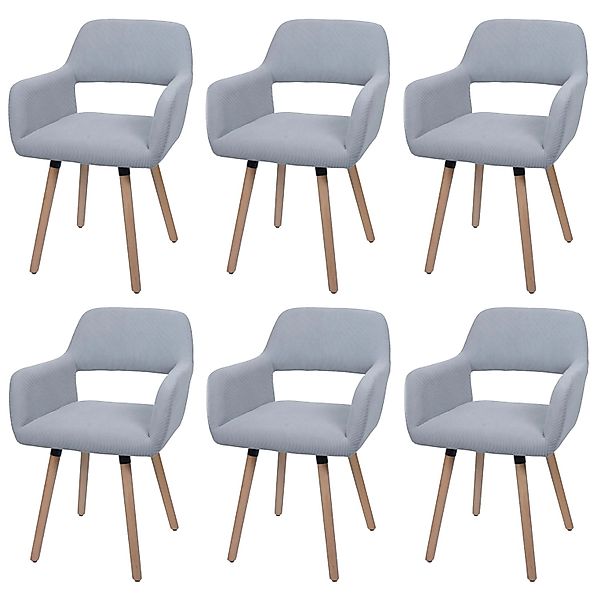 MCW Esszimmerstuhl A50 II 6er-Set Hellgrau Stoff/Textil Cord 400g/m² günstig online kaufen