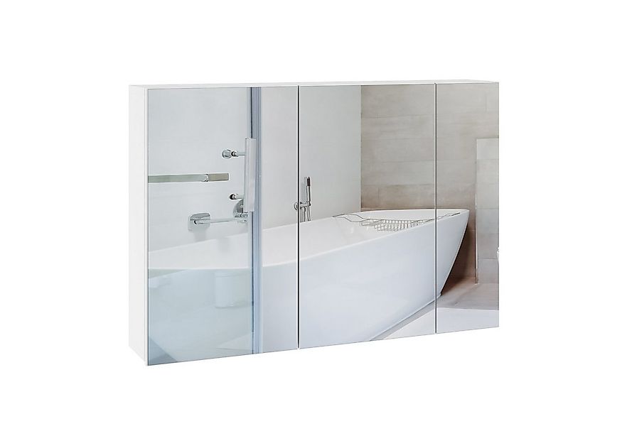 Homfa Spiegelschrank 87,5cm breit Badezimmerspiegelschrank mit 3 Türen, ver günstig online kaufen