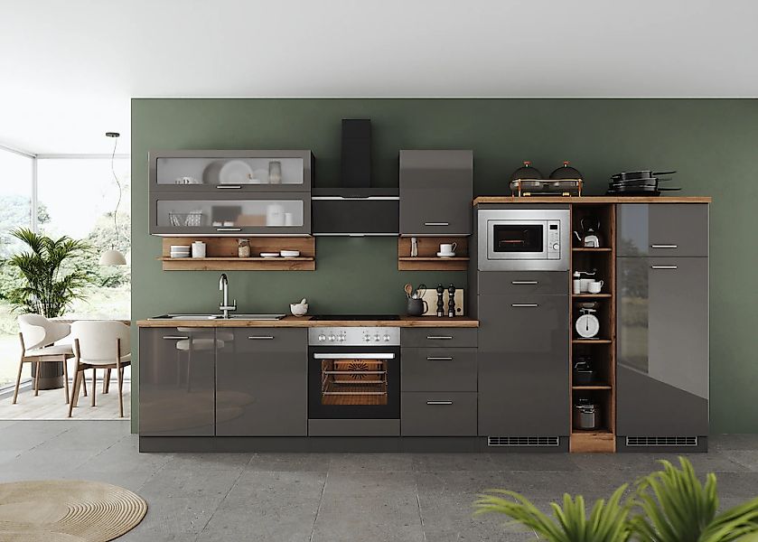KOCHSTATION Küchenzeile "KS-Milan", 370 cm breit, robuste Metallauszüge, vi günstig online kaufen