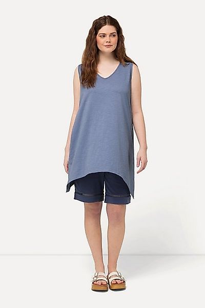 Ulla Popken Longshirt Longtop Zipfelsaum A-Linie V-Ausschnitt günstig online kaufen