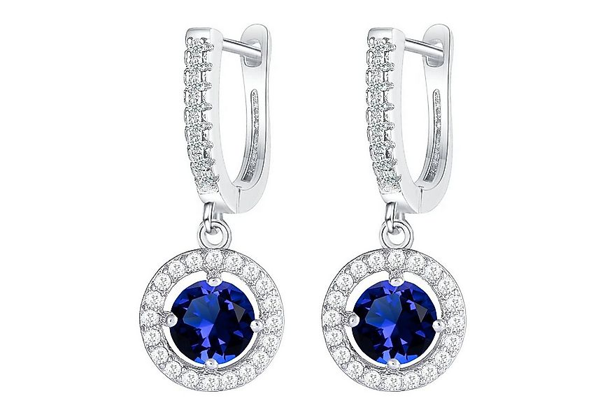 LÖB Paar Creolen 18K Weißgold Creolen vergoldet Zirkonia Anhänger Silber Sa günstig online kaufen