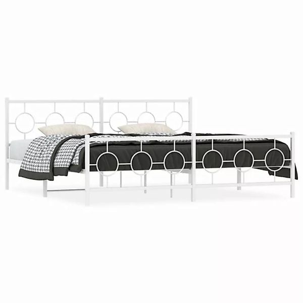 vidaXL Bett Bettgestell mit Kopf- und Fußteil Metall Weiß 193x203 cm günstig online kaufen