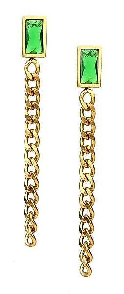 Ella Jonte Paar Ohrstecker, lange Ketten Ohrringe Edelstahl gold grün günstig online kaufen