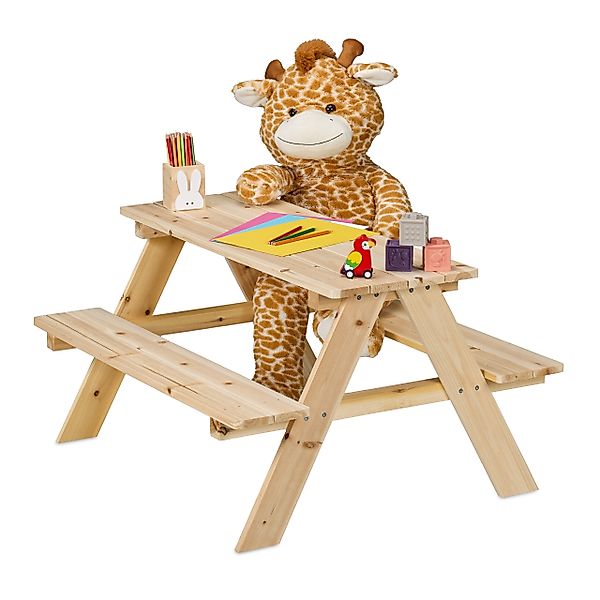 relaxdays Garten-Kindersitzgruppe Kindersitzgarnitur aus Holz, Natur günstig online kaufen