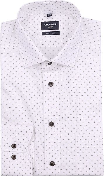 OLYMP Luxor Hemd Druck Weiß Beige - Größe 43 günstig online kaufen