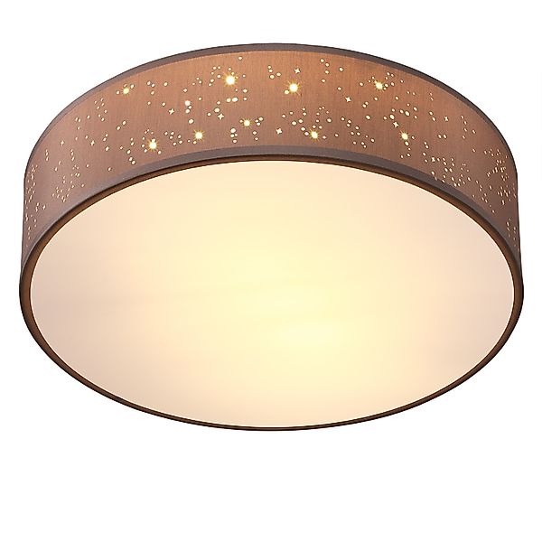 Deckenlampe Taupe Stoff Ø30cm Sternenhimmel günstig online kaufen