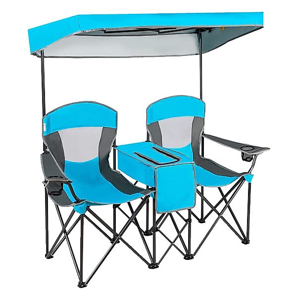 COSTWAY Campingstuhl, 2-Sitzer, mit Sonnenschutz, Mini-Tisch, günstig online kaufen