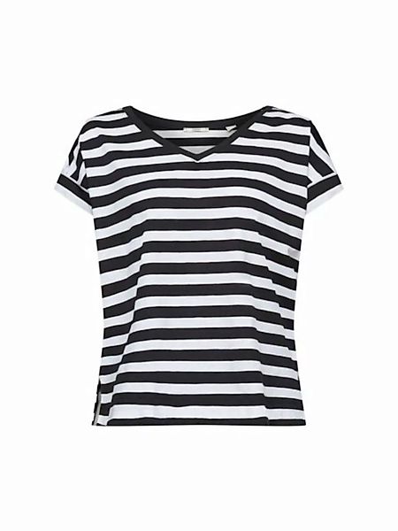 Esprit T-Shirt Gestreiftes Baumwoll-T-Shirt mit V-Ausschnitt (1-tlg) günstig online kaufen