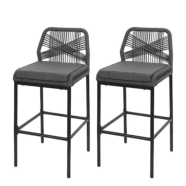 Proregal 2er-Set Rope-Barhocker HxBxT 101x45x52 cm Sitzhöhe 76cm Anthrazit günstig online kaufen
