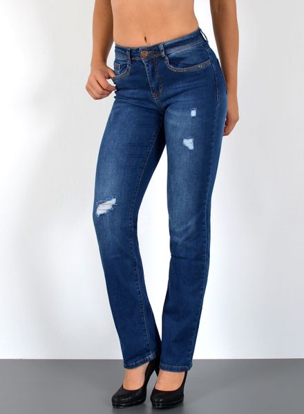 ESRA Straight-Jeans Stretch-Jeans Damen High Waist günstig online kaufen
