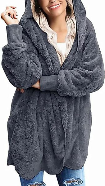 FIDDY Winterjacke Damen Mantel Warm Cardigan Kapuzenjacke mit Taschen Winte günstig online kaufen