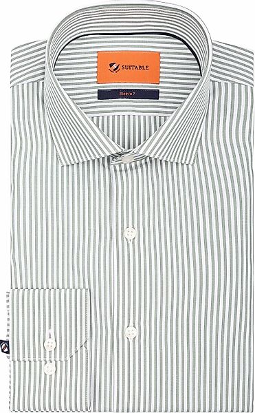 Suitable Twill Hemd Extra Long Sleeves Streifen Grün - Größe 40 günstig online kaufen