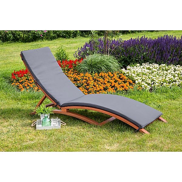 MERXX Gartenliege "Cuba", Eukalyptus, anthrazit, inkl. Auflage günstig online kaufen