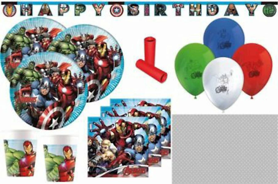 KIDS PARTY WORLD XL 47 Teile MIGHTY Avengers Party Deko Set 8 Kinder mehrfa günstig online kaufen