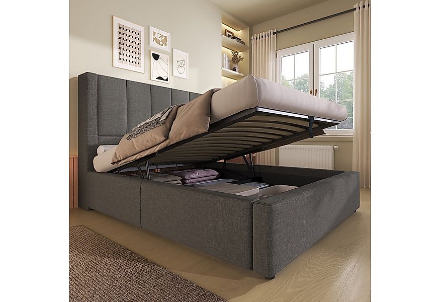 TavilaEcon Boxspringbett Hydraulisches Polsterbett mit verstecktem Becherha günstig online kaufen