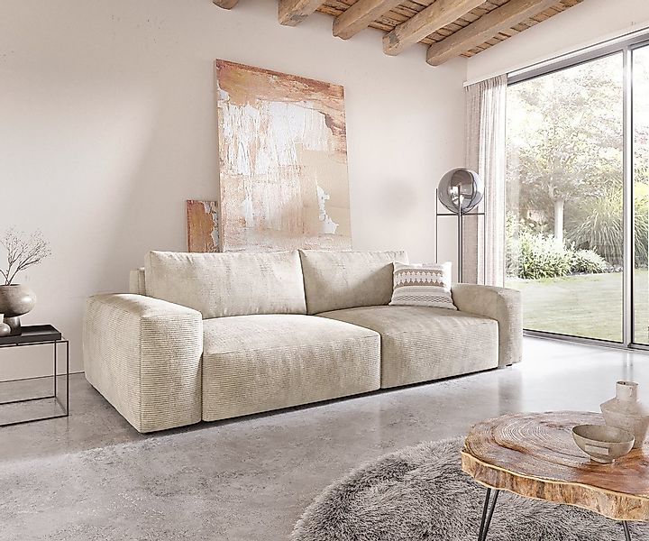 DELIFE Big-Sofa Lanzo, XL Cord Beige 270x130 cm günstig online kaufen