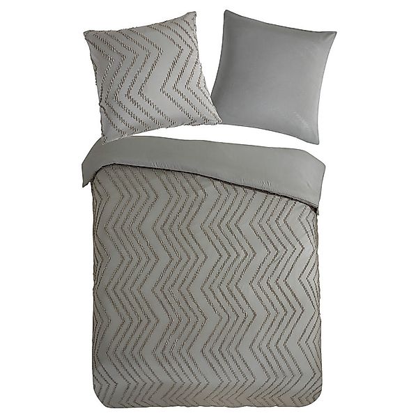 Bettwäsche Zigzag taupe Polyester B/L: ca. 155x220 cm günstig online kaufen