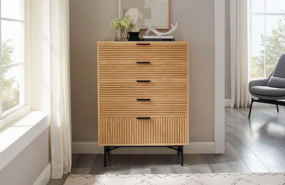 SalesFever Kommode »Visby Designer Sideboard mit Stil«, Eiche Echtholzfurni günstig online kaufen