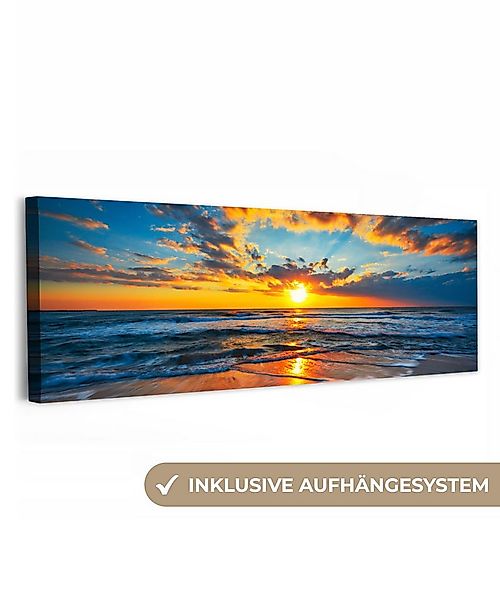 OneMillionCanvasses® Leinwandbild Panorama Meer - Sonnenuntergang - Strand günstig online kaufen