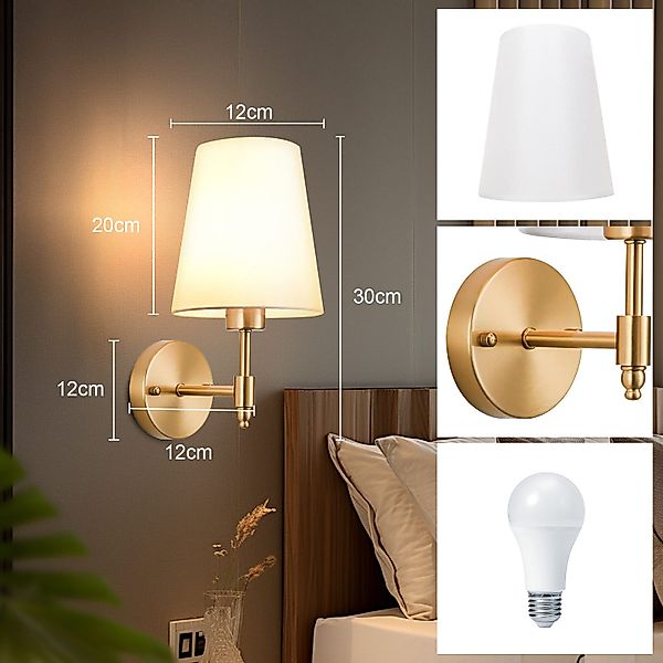 Jibenhome LED Wandleuchte Stoff Kabellose Wandleuchten,Retro günstig online kaufen