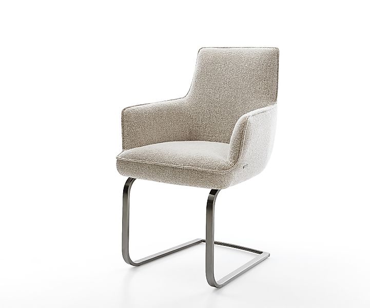 Freischwinger Heira-Flex mit Armlehnen Webstoff Soft Beige Freischwinger fl günstig online kaufen