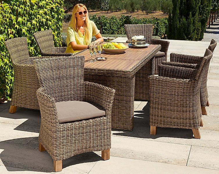 MERXX Garten-Essgruppe Toskana, (13-tlg., 6 Sessel, 1 Wangentisch 185x90 cm günstig online kaufen