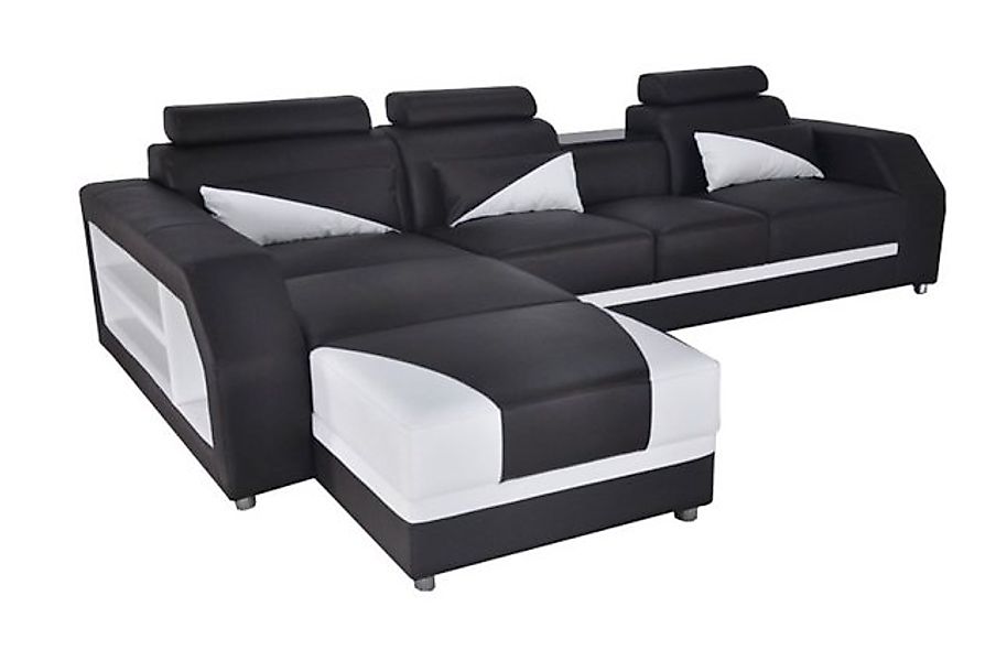 JVmoebel Ecksofa Luxus schwarz-weißes Ecksofa Modernes Design Couch Leder N günstig online kaufen