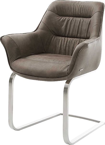 DELIFE Polsterstuhl Kaira-Flex, Freischwinger flach Edelstahl günstig online kaufen