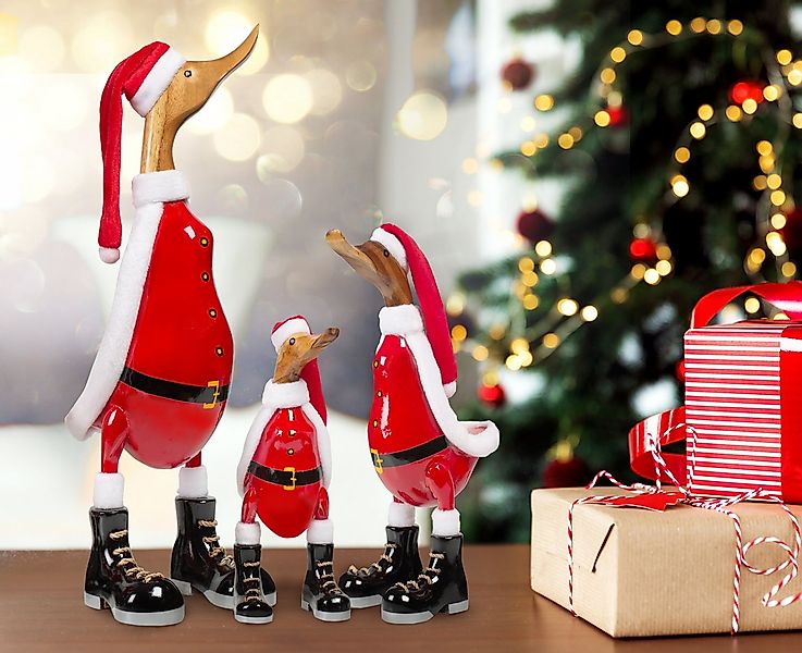 Rikmani Dekofigur Holzfigur Ente, Winterdeko, Weihnachtsdeko, Geschenk, Per günstig online kaufen